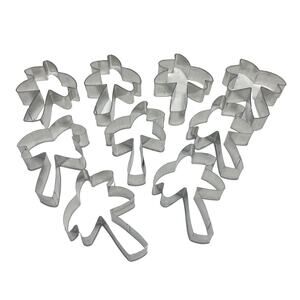 Lot of 9 Vintage Tin Palm Tree Cookie Cutters 4.5 in x 3 in Tropical Beach
